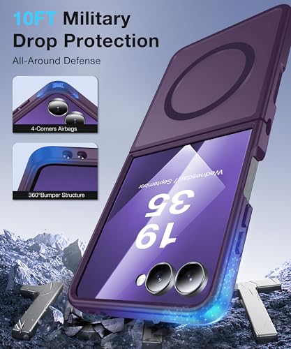 Image of Galaxy Z Flip 7 MagSafe Case, Military Drop Tested, Translucent Matte Silicone Bumper, Anti-Fingerprint, Slim, Mystic Purple
