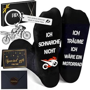 Geschenke für Männer Geschenk Opa geburtstagsgeschenk Mann Lustige Socken Herren Geburtstag Geschenk Papa Geschenkideen Adventkalender Füllung wichtelgeschenk Weihnachten Motorrad Ich schnarche nicht