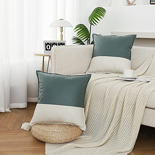 Btfortune BZ7 Faux Leather Throw Pillow Covers 18 X 18 Inch thumb #2