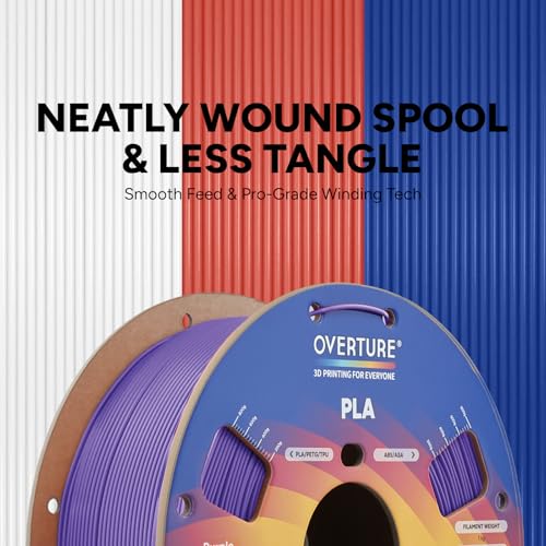 Image of OVERTURE PLA Filament 1.75mm, Neatly Wound 3D Printer Filament 1kg Spool (2.2lbs), Dimensional Accuracy + /- 0.02 mm, Fit Most FDM 3D Printers (Purple)