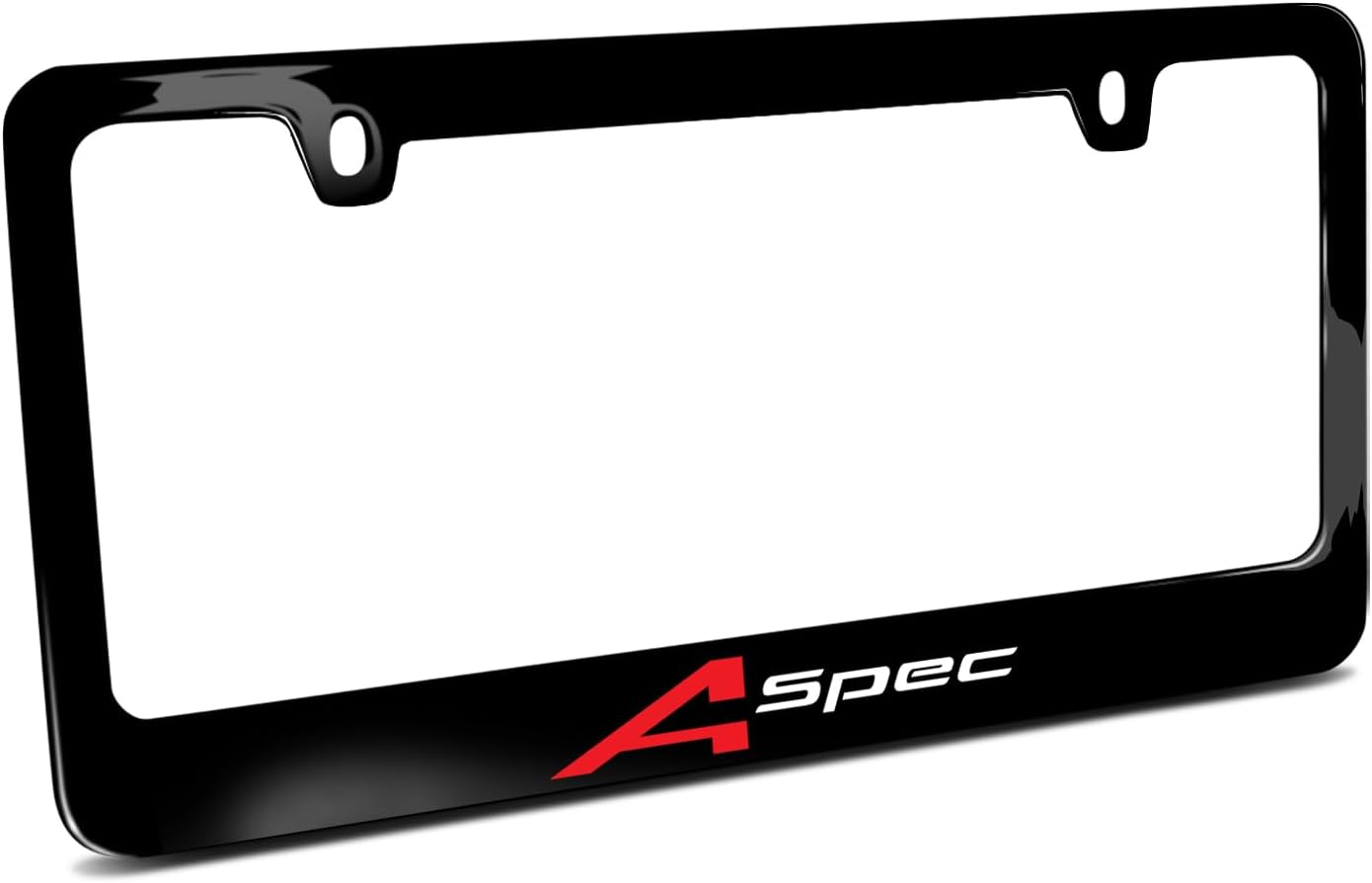 iPick Image for Acura A-Spec Logo in UV LED Printed on Black Metal License Plate Frame