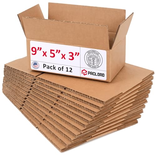 Image of Small Cardboard Boxes 9 inchL x 5 inchW x 3 inchH (Pack of 12) - USA-Made Packing Boxes for Moving, Shipping, or Storage - USPS, UPS, FedEx Approved - Professional Packing Supplies for Moving