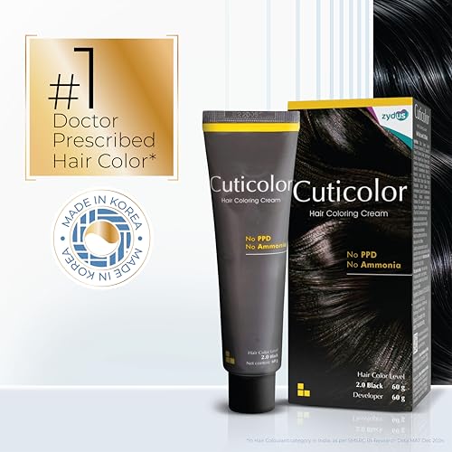 Image of Cuticolor Permanent Hair Color Cream|Dr prescribed|Suitable for Sensitive Skin|Eco Mechanism for Preserving Scalp Health|No Ammonia|No PPD|Enriched with Portulaca & Boseivela Extracts(Black,Pack of 2)