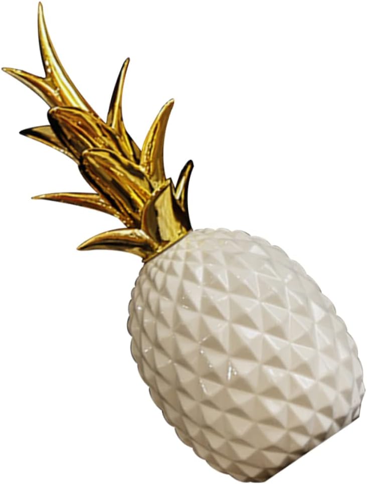 Ceramic Pineapple Table Ornament Lifelike Simulation Decoration for Home Kitchen and Living Room Stylish White Faux Fruit Craft for Garden and Indoor Decor