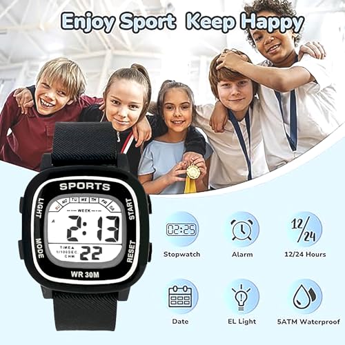 Image of Time Up Digital Dial 2025 Shock-Proof Water & Dust Resistant Alarm Student Watch for Boys & Girls (Age 5-17 Years)-GSK-101