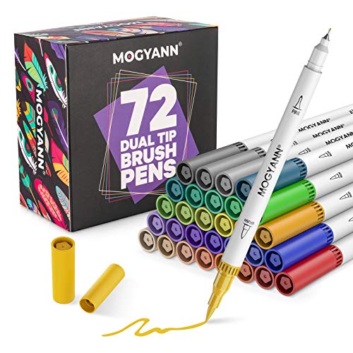 Mogyann Coloring Markers Set for Adults - 72 Colors Dual Brush Pen Art Markers for Adult Coloring, Writing and Calligraphy, Drawing, Sketching