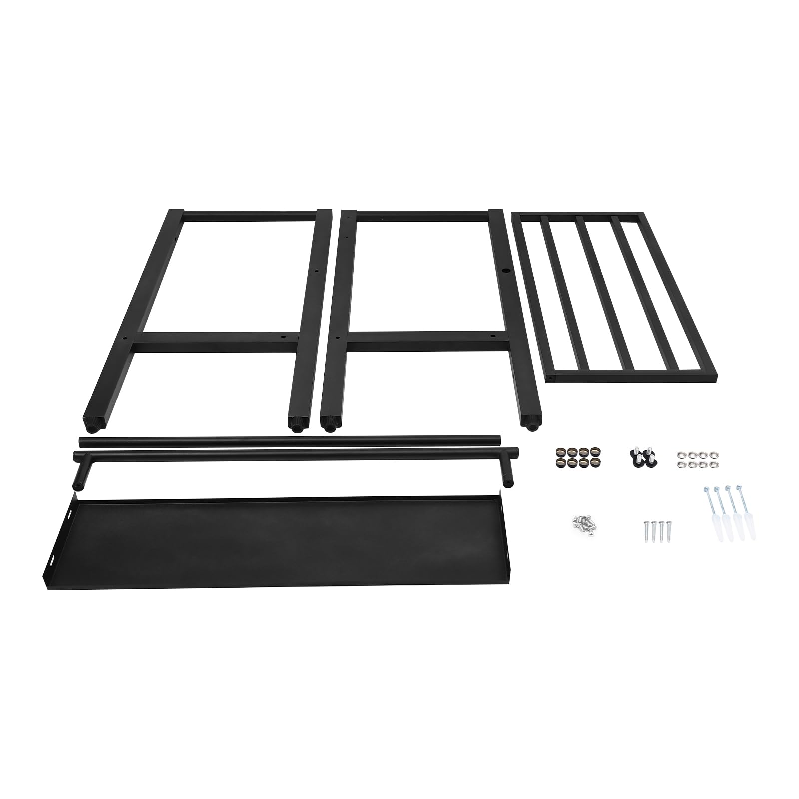 Lavello autoportante in acciaio inox, 2 vasche, 72 x 40 x 86 cm, nero