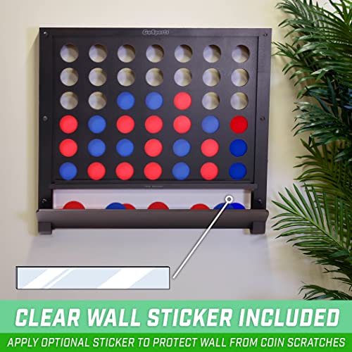 Image of GoSports Wall Mounted Giant 4 in a Row - Jumbo Four in a Row with Coins - Black