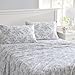 Laura Ashley - King Sheet Set, Cotton Flannel Bedding, Brushed for Extra Softness & Comfort (Vanessa Grey, King)
