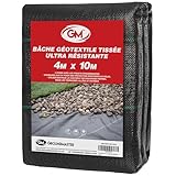 Bâche geotextile résistante contre les mauvaises herbes de 10 m de large, avec crochets, de GroundMaster 4m x 10m