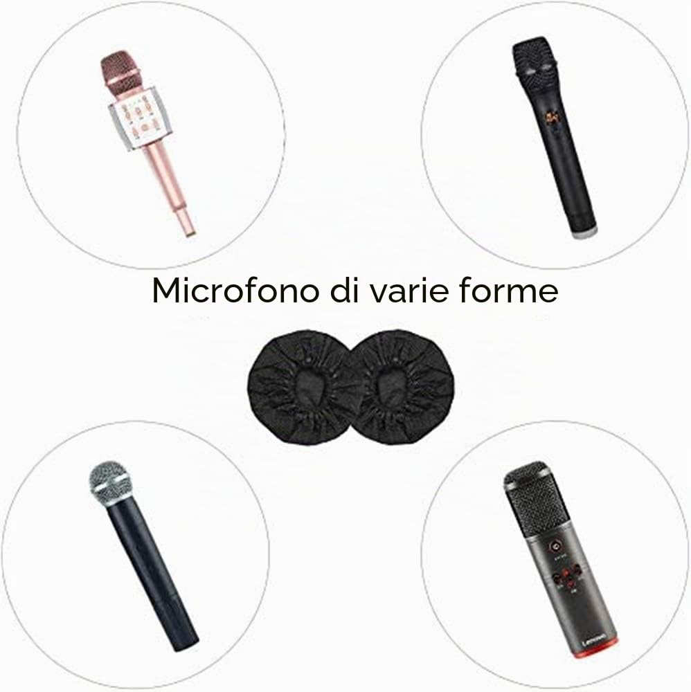 Confezione da 300 pezzi di coperture usa e getta per microfono, rivestimento protettivo in spugna per l'igiene del microfono, rimozione degli odori, per sala di registrazione, Karaoke, radio (Nero)