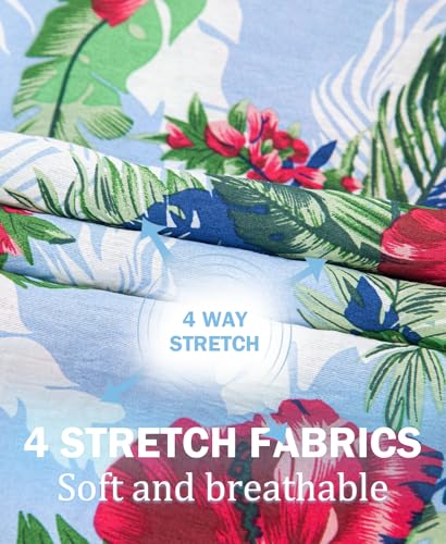 Weecreeture Big and Tall Men's Hawaiian Shirt - Short Sleeve, Tropical Floral Button Down Casual Summer Beach Shirt4