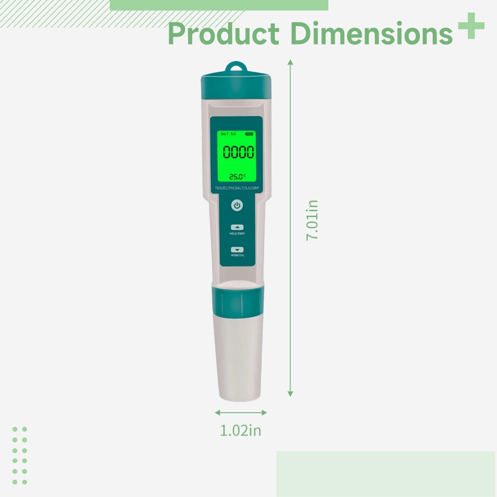 Tester digitale per la qualità dell'acqua 7 in 1, misuratore di pH per acqua, EC, salinità, contenuto minerale, SG, ORP, temperatura con retroilluminazione, misurazione accurata per acquari