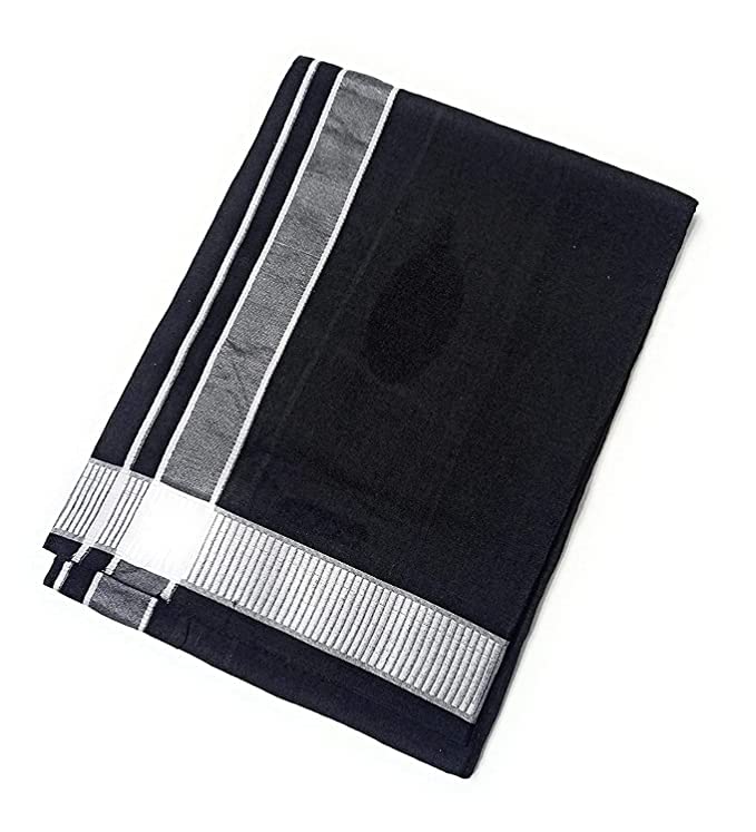 suman tex RAGINI V Men's Cotton Black Colour Single Lungi Dhoti Free Size-picture-10