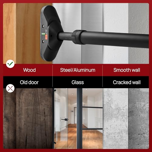 Yes4All Adjustable Door Frame Pull Up Bar for Doorway 29.5" - 37", Home Gym Pull Up Bar with Built-in Spirit Level, No-Screw Straight Shape 440 LB Capacity - Image 8