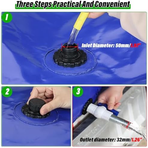 Large Capacity RV Water Tank - 265L Foldable Water Bladder for Camping, Gardening, Agriculture, Emergency Water Storage (70 Gal, 1x0.7x0.38 m)