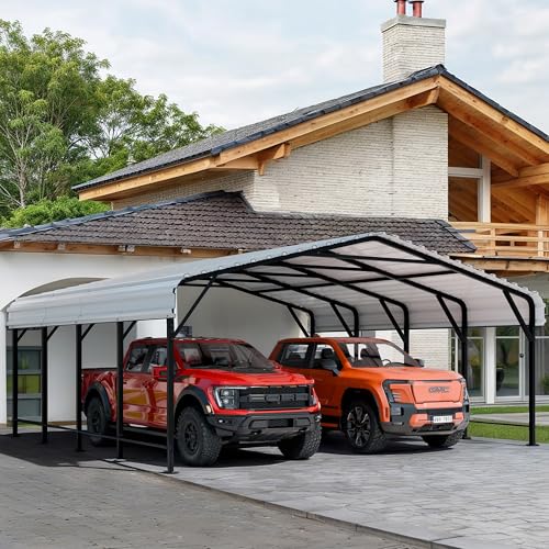 Shintenchi 20x20 FT Metal Carport with Enhanced Base