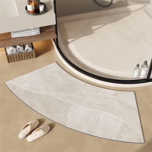 FCS Bathroom Gebogene Duschmatte Halbrund Weiche Kieselgur Badematte, wasserabsorbierend, schnell...