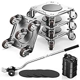 WOUOW Kit de Transporte de Muebles con Elevador de Muebles - Placa de Acero al Carbono Reforzada y 5 Ruedas TPE Giratorias 360°, Capacidad Máxima 500kg, Mueve Muebles Pesados Fácilmente