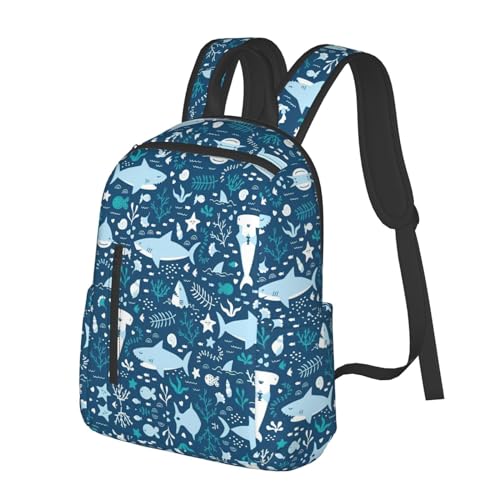 Sac à dos ordinateur portable léger décontracté joli poisson bleu