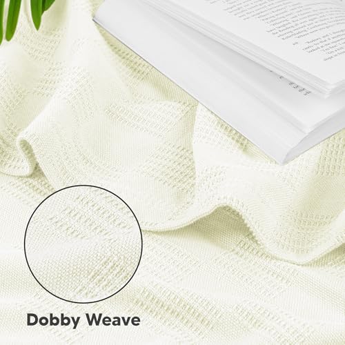 Image of Utopia Bedding 100% Cotton Thermal Blanket Ivory Twin Size Soft, Lightweight, Breathable, Cozy Spring and Summer Blanket for Couch and Sofa, Home Room Decor Gifts for Women and Men (90x72 Inches)
