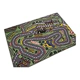 Childrens Formula One Playmat Roadmap Toy Cars Hot Wheels Bedroon Play Room Racing Track 80 x 120 Cm Rug