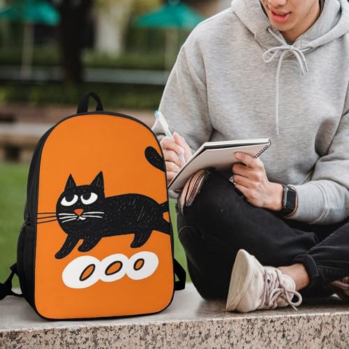 Mochila de hombro 17 pulg impermeable gato negro naranja miniatura 6