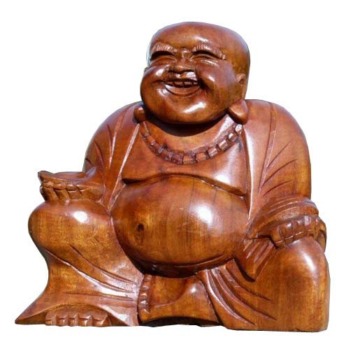 Wogeka Super schöner 15 cm lachender Buddha Happy Holz Budda...