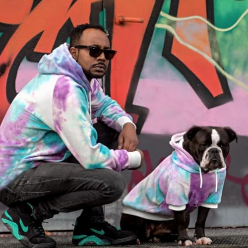 Spark Paws Hunde-Kapuzenpullover, Premium-Qualität, samtweich, überlegener Komfort und Passform, beruhigendes Fleece-Innenfutter, geeignet für alle Rassen, 90s Retro Sky Dye, Größe XL