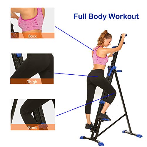 Aceshin Vertical Climber Machine, Home Gym Exercise Folding Climbing Machine,Indoor Vertical Climbing Exercise Machine, Fitness Stepper for Whole Body Cardio Workout Training (Black Blue)