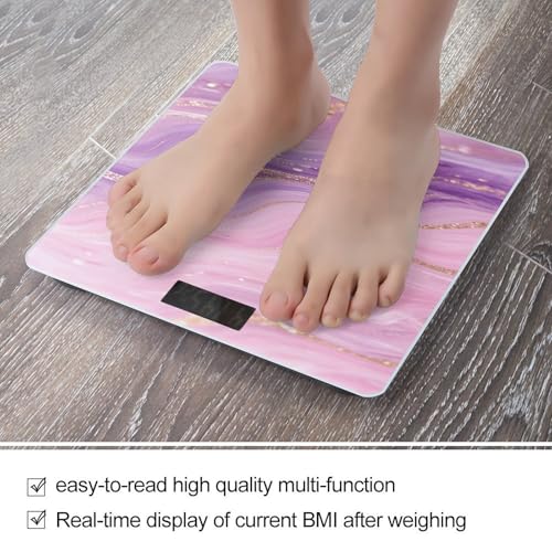 Báscula digital para baño de mármol rosa y púrpura miniatura 5