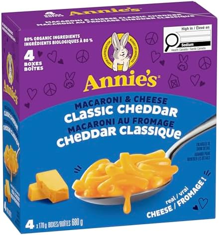 ANNIE'S - VALUE PACK SIZE - MACARONI and CHEESE Classic Cheddar, 4 Pack, 680 Grams Box, No Artificial Flavours or Synthetic Colours, Contains Real Cheese and Milk Ingredients, 80% Organic Ingredients — view 8