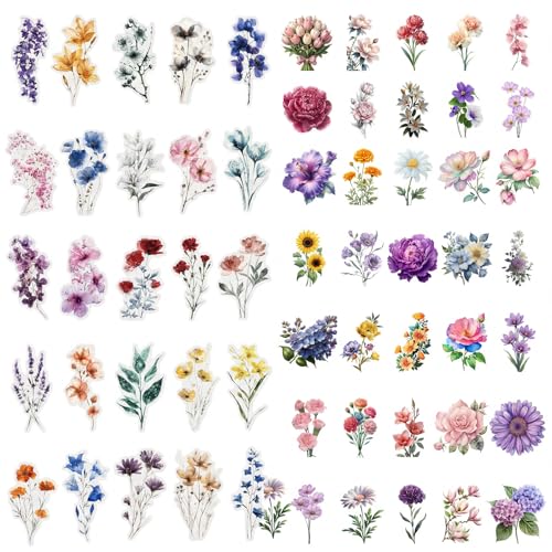 100 Pcs Flower Stickers for Crafts & Scrapbooking