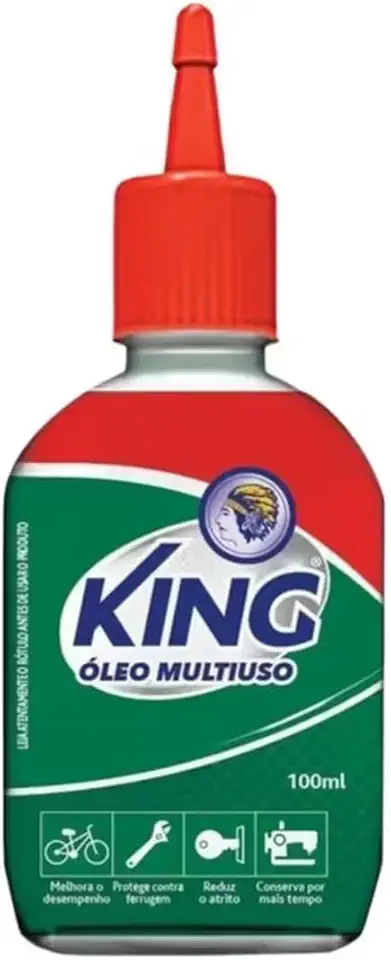 Óleo Multiuso King Peroba, Lubrificante para Máquina de Costura, Bicicletas, Fechaduras, Proteção Contra Ferrugem, 100ml