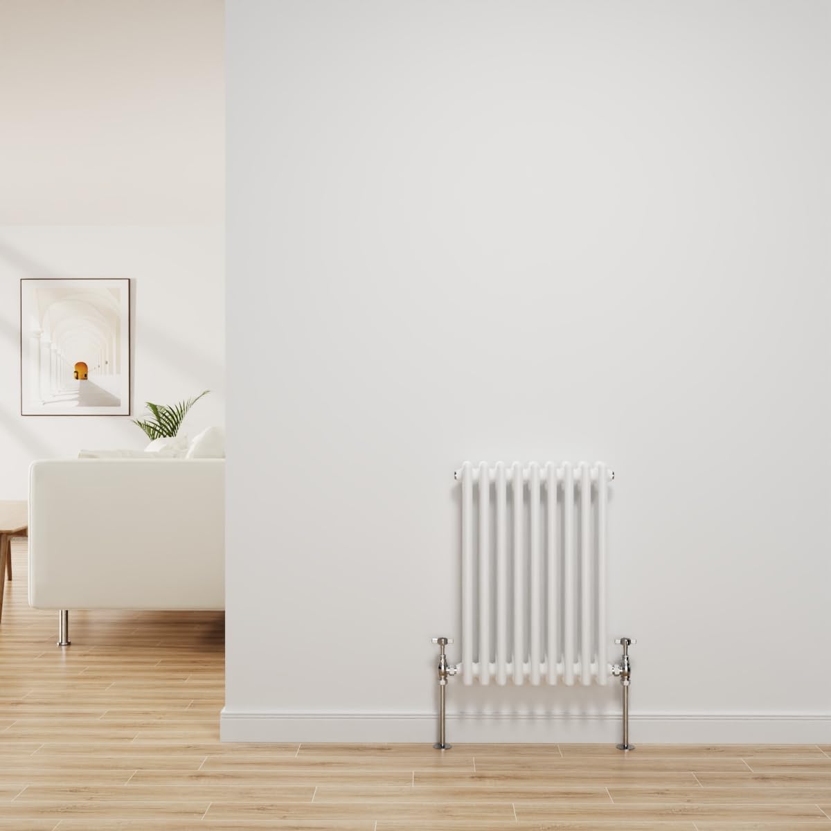 NRG Traditional Radiator Gloss White Cast Iron 3 Column Horizontal Central Heating Bathroom Radiators 600x427mm — image 1