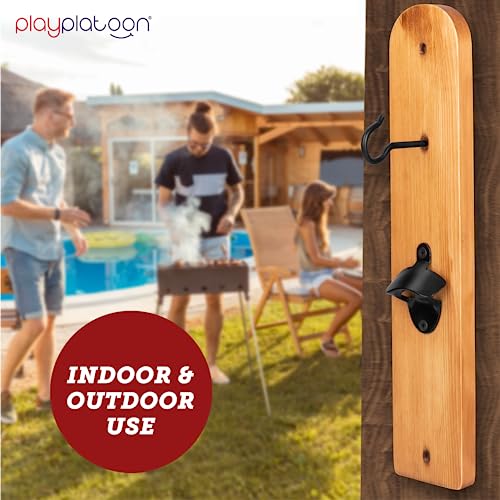Image of Play Platoon Hook and Ring Toss Bar Game for Adults - Wood Toss Ring Game for Adults - Perfect Home, Basements, & Bar Gifts