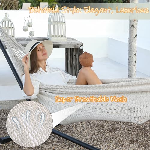ZEAN-Handwoven-Hammock-by-Thick-Cotton-Rope-XXL-Two-Person-Hammock-for-Outside-Patio-Backyard-Garden-550LB-Capacity