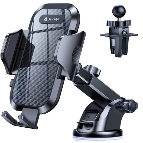 andobil Car Phone Holder, 2026 Military-Grade 89lbs Strongest Suction Phone Holders for Your Car Dashboard/Windshield/Vent Easy Clamp Car Phone Mount Stand for iPhone 17 16 15 14 13 Pro Max Samsung