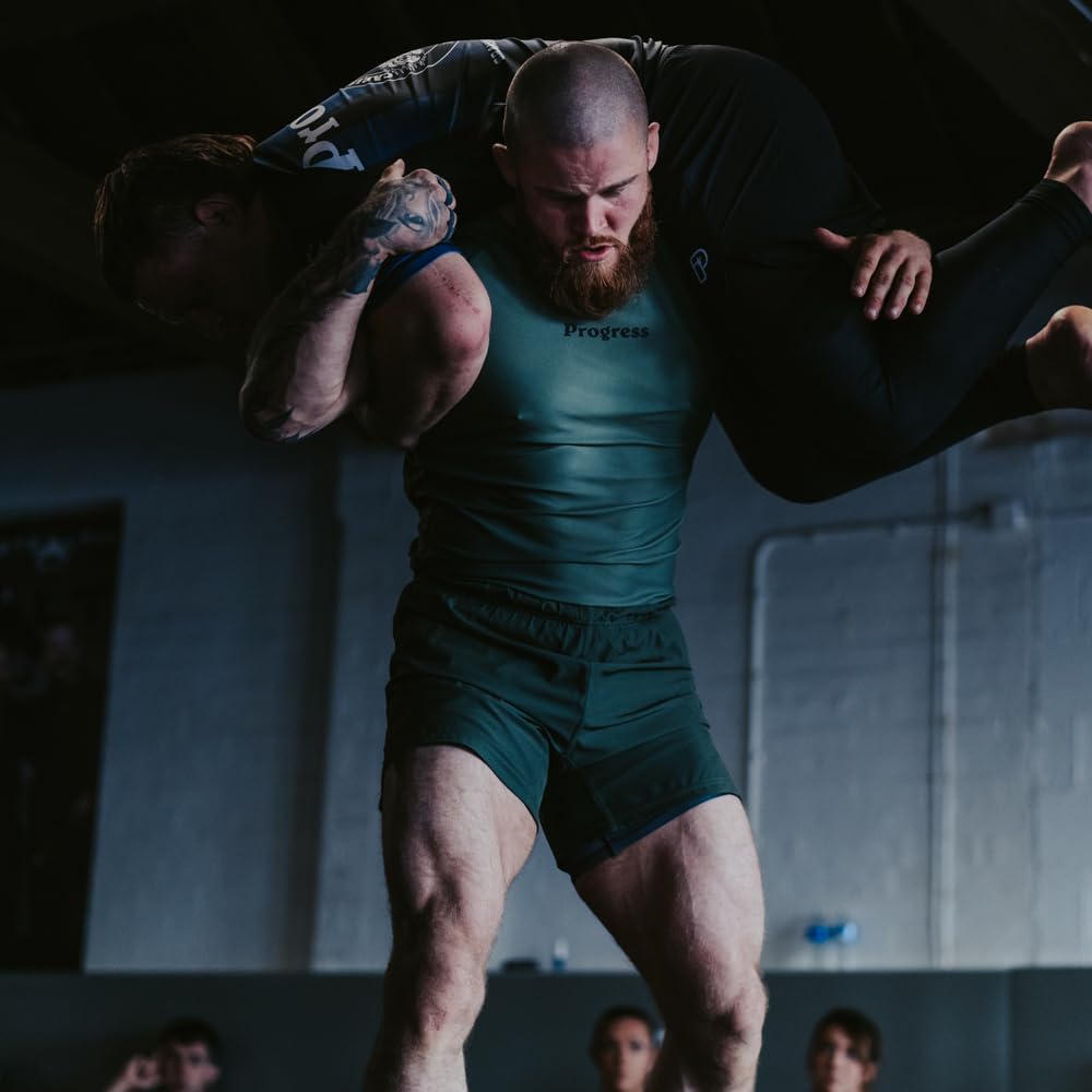 Progress Jiu Jitsu Academy - Camiseta de protección de manga corta, cómoda y duradera BJJ, flexible para agarre