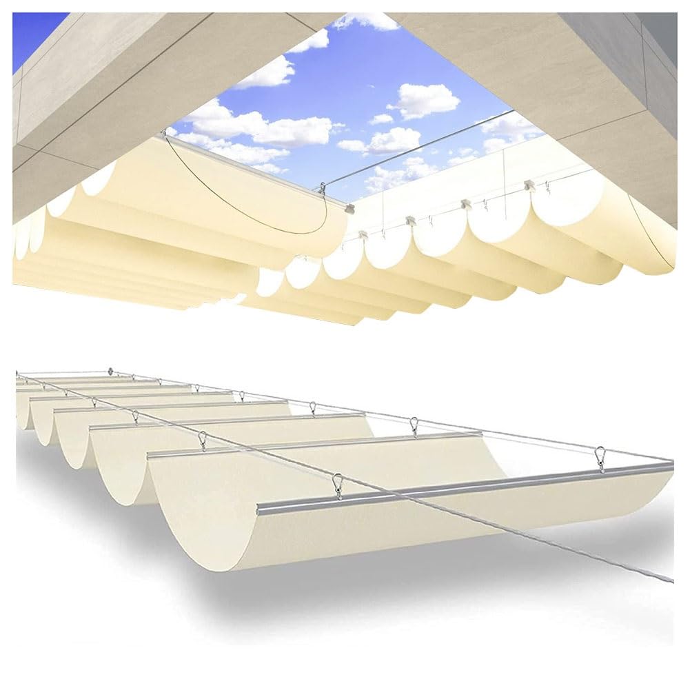 Auvent rétractable pour pergola : pare-soleil extérieur en toile pour terrasse et jardin