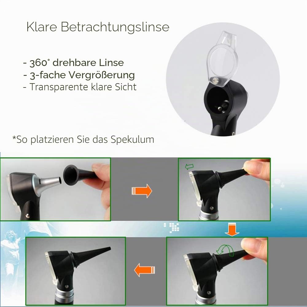 Mini-Otoskop, Vergrößerung, Diagnose-Otoskop, mit LED-Licht, direktes Licht, Instrument für gesunde Ohren, für Ärzte, Krankenschwestern, Erwachsene, Kinder, Babys, ältere Haustiere, Tiere