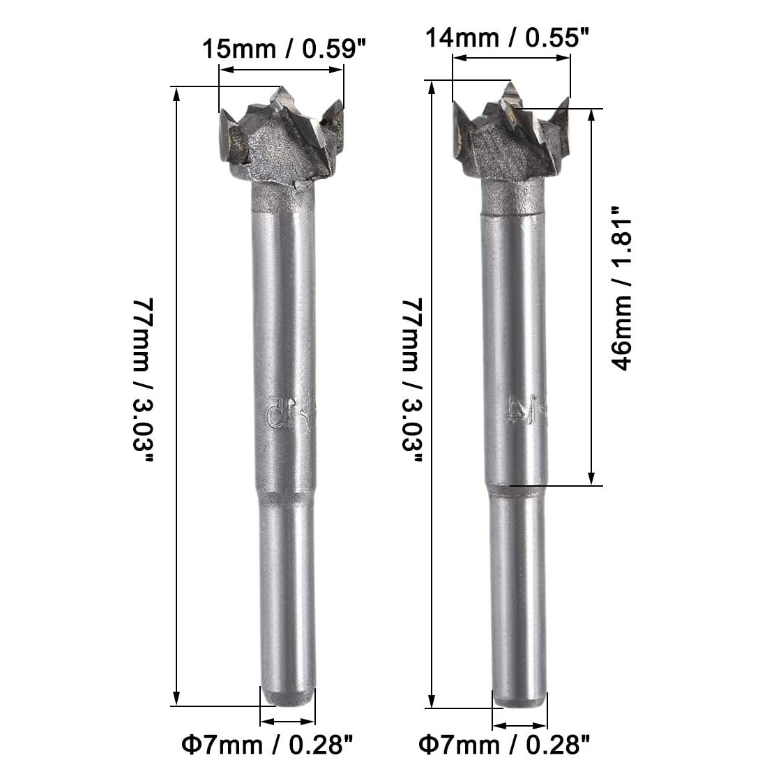 MACHSWON 2 PCS Forstner Drill Bits Tungsten Carbide Wood Hole Saw Opener Drill Bit 14mm+15mm Woodworking Drilling Boring Bit Cutter - Image 4