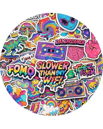 Image of 32 Gen Z Aesthetic Laptop Stickers Pack | Trendy Waterproof Vinyl Stickers for Laptop, Mobile, Bottle, Notebook | Cool Quotes, Retro & Colorful Sticker Sheet