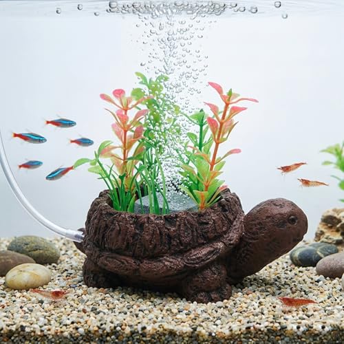 LIYAOLI Turtle Tank Accessories Fish Tank Bubbler with Air Stone Realistic Resin Turtle Aquarium Decor Aquarium Bubbler for Oxygenation and Landscape Enhancement Includes Air Tubing
