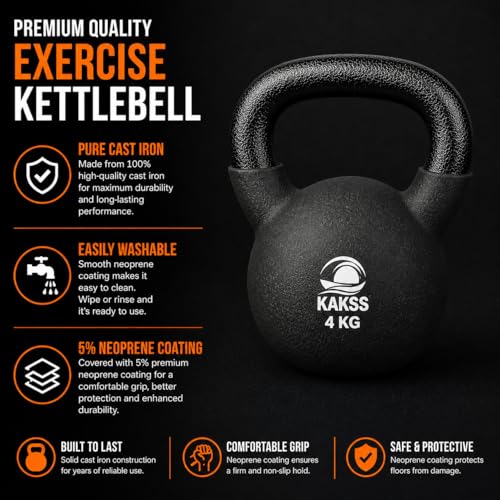 Image of Kakss Half Coating Neoprene Kettlebell (black, 4kg)