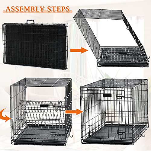 48 Inch Large Dog Crate Dog Kennel Cage Metal Wire Crates Pet Cages Double-Door Foldable Kennels with Handle and Plastic Tray Indoor&Outdoor,Black XXL 48 Inch Large Dog Crate Dog Kennel Cage Metal Wire Crates Pet Cages Double-Door Foldable Kennels with Handle and Plastic Tray Indoor&Outdoor,Black XXL