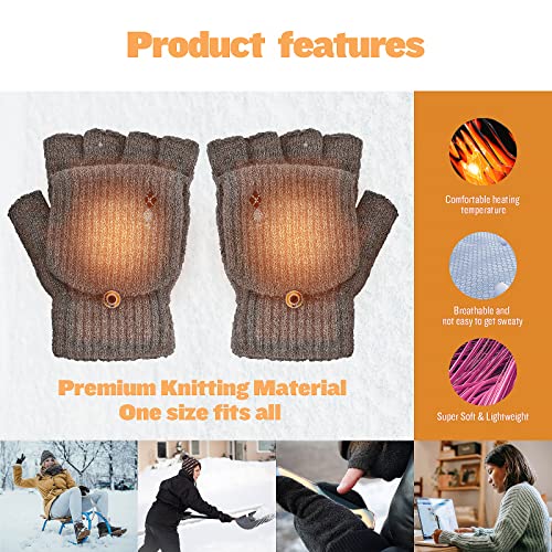 USB Heated Gloves for Women & Men, CestMall Full & Half Hands Heated Fingerless Gloves, Mitten Winter Warm Laptop Gloves… - Image 3