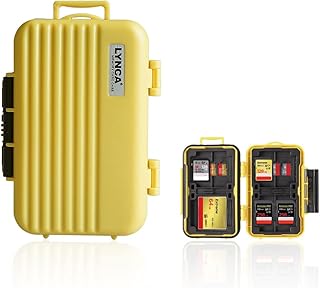 LYNCA Memory Card Case Holder, Memory Card Hard Protector Case Professional Water-Resistant Anti-Shock Compact Camera Card Hard Storage Box for 8 SD Cards 4 CF Cards 12 Micro SD/TF Cards (Yellow)