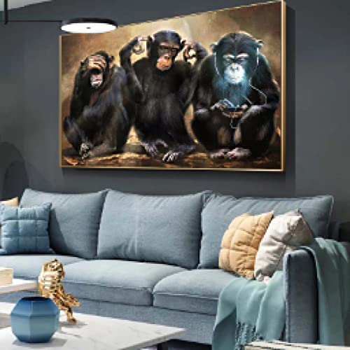 Affiches et impression singe orang-outan tableau abstrait salon 70x100 - 3