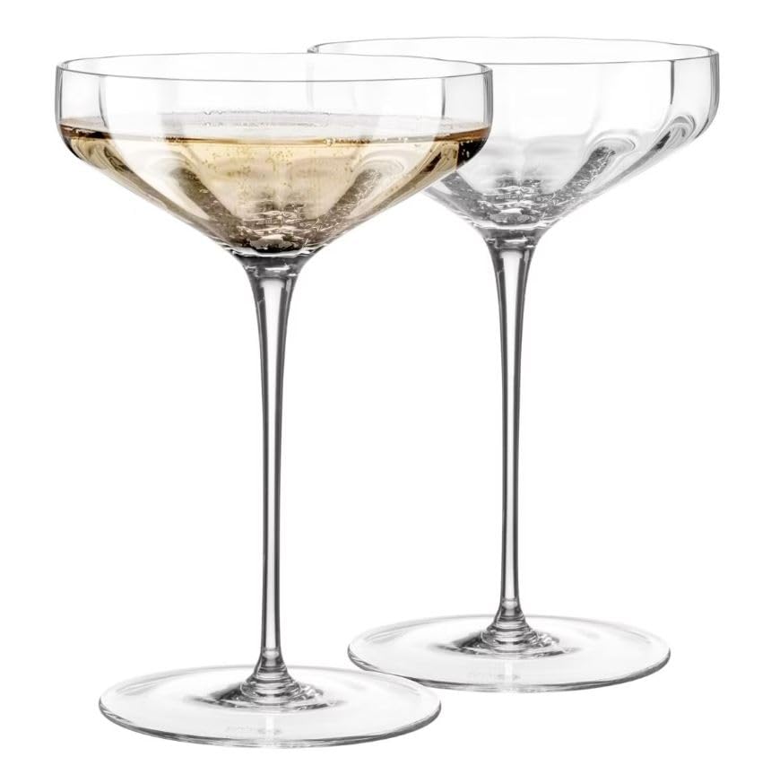 Sister.ly Drinkware Opulent Angled Cocktail Coupe Glasses. 8 oz Capacity, Set of 4, Great for Cocktails, Martini's and Champagne (Angled)